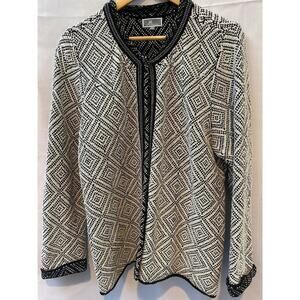 JM Collection Knit Blazer Size XL white and black
